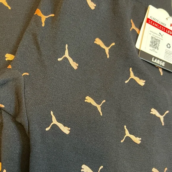 Puma Womens Black High Waist Fleece Lined Logo Print Seamless Legging - Picture 4 of 7